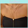 Trendy English Letter Long Chain Necklace With Pearlstyle Accents For Ladies