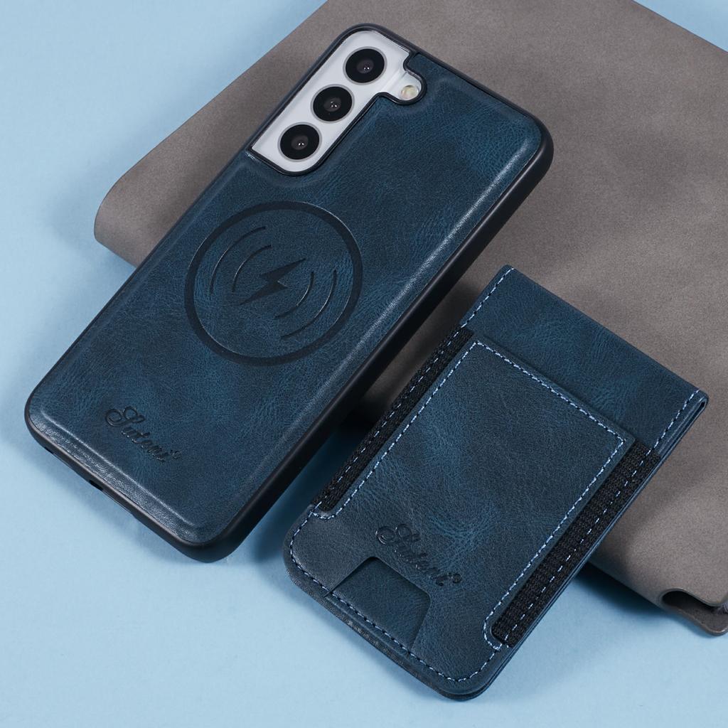 SUTENI H17 For Samsung Galaxy S22 5G Magnetic Case Card Holder Kickstand Phone Cover