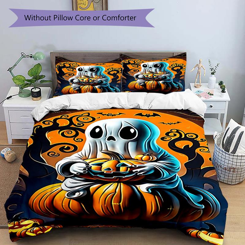 3pcs Halloween Ghost Duvet Cover Set - Machine Washable, Includes 1 Cover and 2 Pillowcases, No Core Included yy251013069