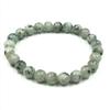 8mm Natural Kiwi Stone Gemstone Round Beads Unisex Stretchable Bracelet 7.5" For Good-Luck RBB-39