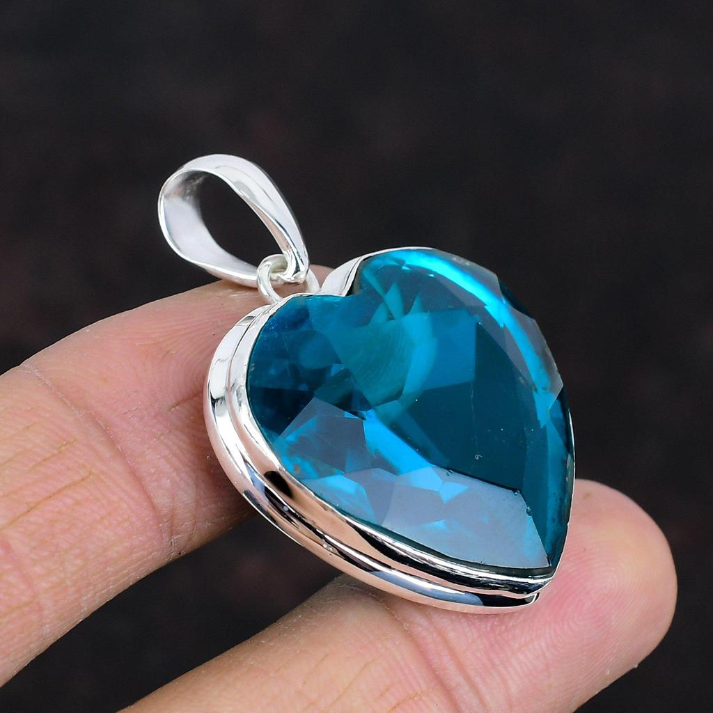 Faceted Indicolite Pendant Gemstone Pendant Designer Jewelry 925 Sterling Silver Pendant Birthstone Pendant Gifts For Women Handmade Pendant