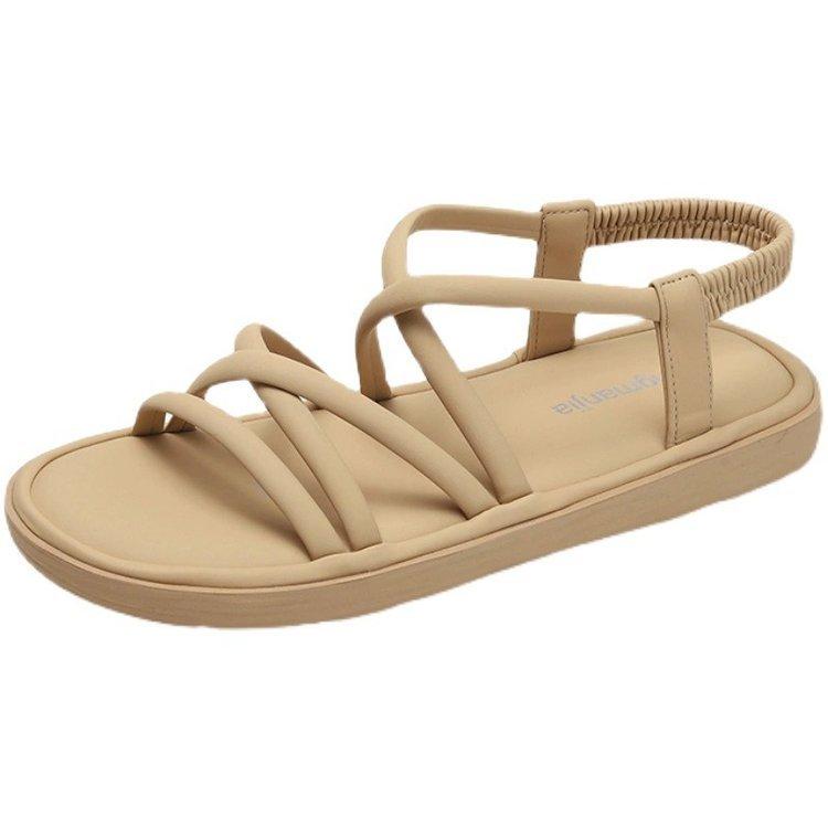 Platform Sandals Women's Summer 2025 New Versatile Flat Sandals Outer Wear Roman Shoes Casual Fashion Beach Shoes