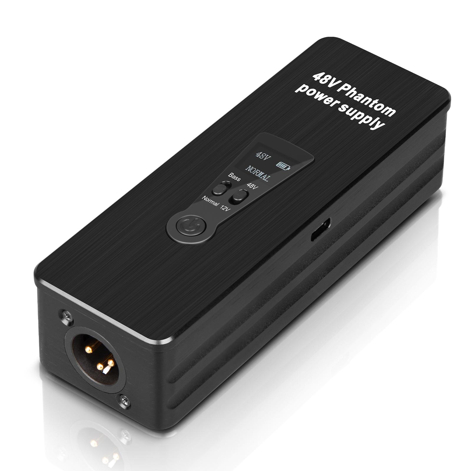 Phantom Power Supply 48V/12V Switch Depusheng Rechargeable Portable for Condenser/Shotgun Microphones Mic Preamp Record Studio 48V