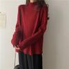 Lazy Style Turtleneck Sweater Autumn Winter Design-oriented Loose Thickened Red Knitwear Niche Top Women's Clothing