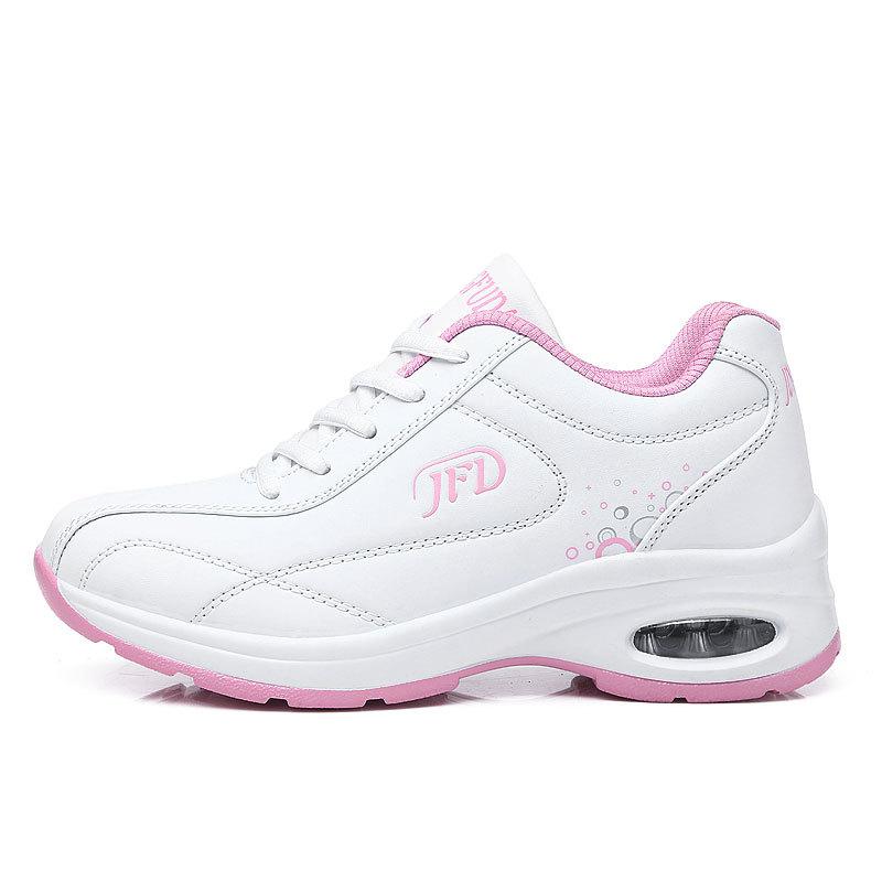 Fashion Women's Black Leather Sneakers Air Cushion Shoes Autumn Casual Lace Up Lightweight Anti-slip Running Shoes Women Outdoor Sports