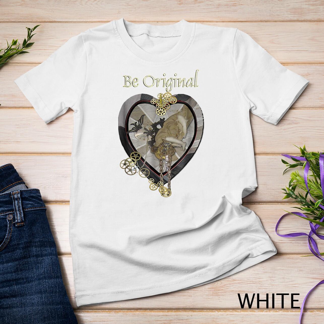 Steampunk-Clock Gears on Leather Unisex T-Shirt Mens Womens Tees Top 3XL