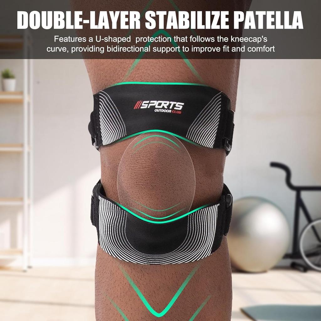 Patellar Tendon Support Strap, Adjustable Patella Band Knee Brace for Men & Women Relief Knee Pain, Patella Stabilizer Knee
