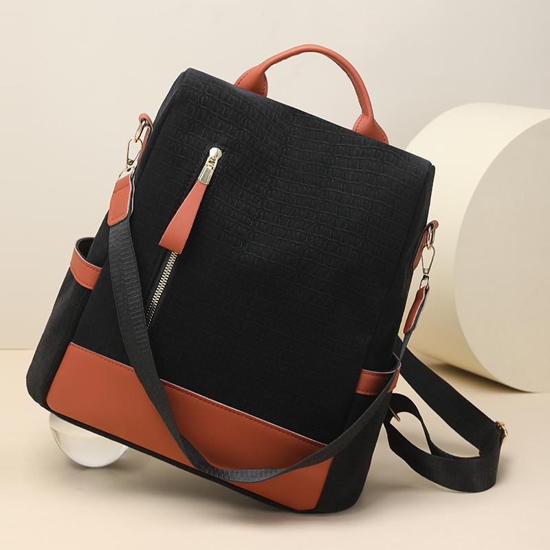 Women's Large Capacity Backpack Color Block Commuter Travel Anti-Theft Backpack Multi-Function Shoulder Bag