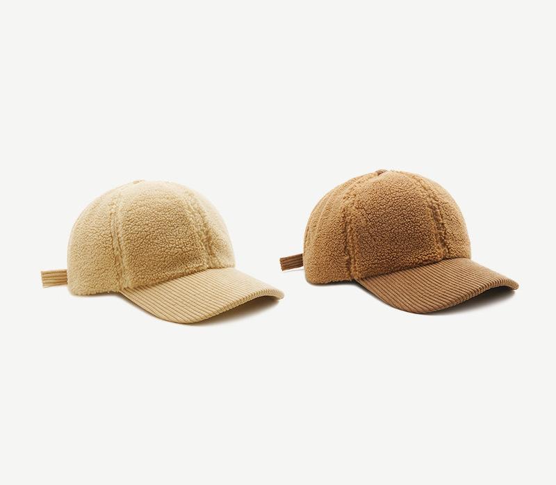 Versatile solid color Korean teddy wool lamb wool baseball cap children winter casual warm cap trendy man