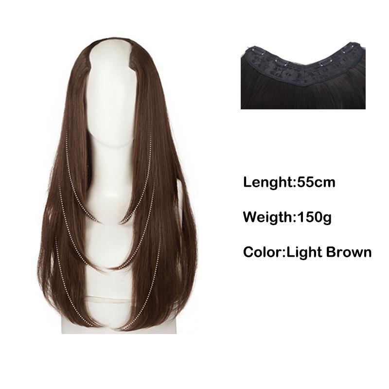 

22Inch Women s Synthetic Long Hair Styling Long Hair Synthetic Wigs Layered Hair Extensions Top of the Head Increase Hair 22inches світло-коричневого кольору