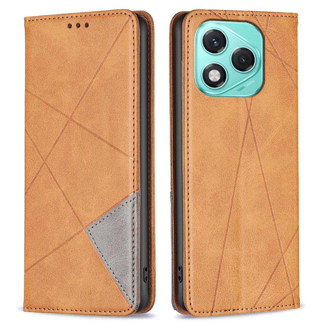 

For Honor 400 Lite Case Card Slots Geometry Imprint Leather Phone Cover Yellow
