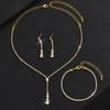 Simple Bridal Jewelry Set, Decoration, Light Luxury Zircon Necklace, Earrings, Bracelet Set, Multi-Color Selection