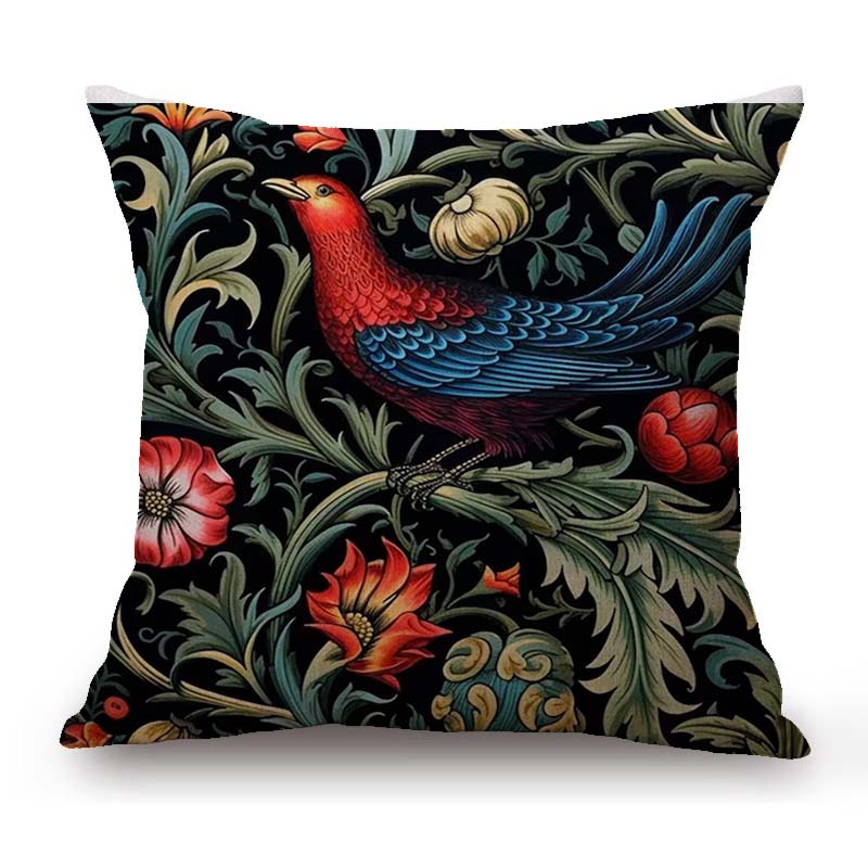 William Morris Flower Pattern Fox Rabbit Bird Deer Animal Home Decoration Art Cotton Linen Sofa Pillow Case Floral Cushion Cover