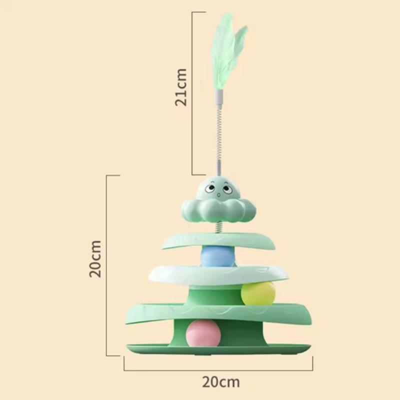 Colorful Balls Cat Toy Hollow Tracks Detachable Portable Playground for Cats Interactive Cat Stick Turntable for Boredom Relief