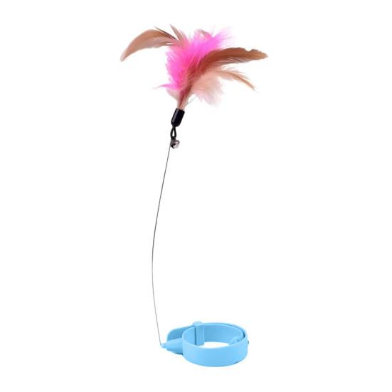 Cat Collar Feather Toy Interactive Cat Feather Wand Toy Hands Free Cat Teaser Wand