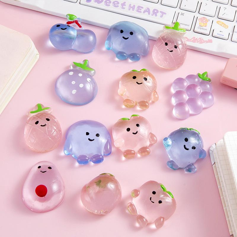 10/20Pcs Kids Birthday Party Favors Prizes Guest Gifts Mini Transparent Fruit Mochi  Stress Relief Toys