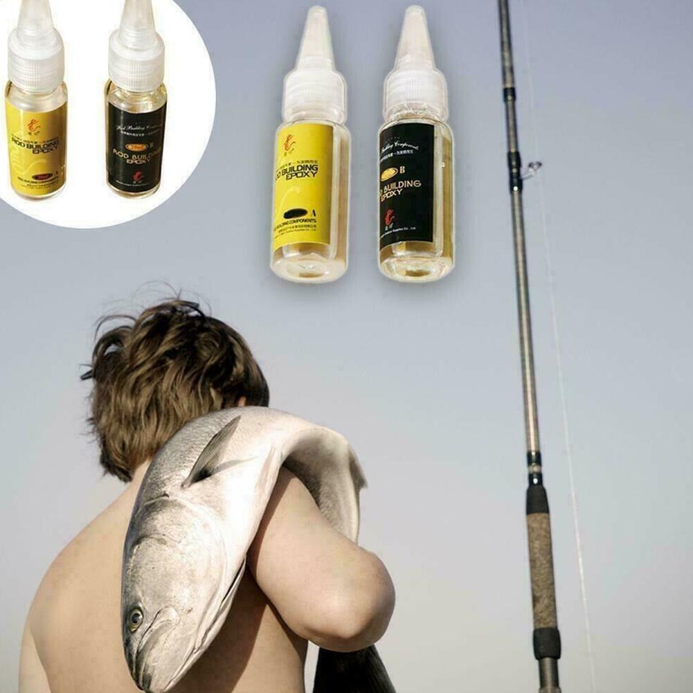 Epoxy Resin AB Glue for Fishing Rods, Transparent Glue with Twine & Fishing Rod Paint Accessories, Strong Adhesion No Crack