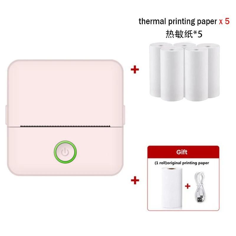 Portable Mini Printer Wireless Thermal Pocket Printers Self-Adhesive Paper for DIY Diary Stickers Quick Printing Conveniently