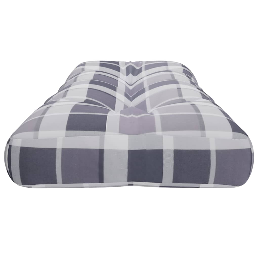 Grey Checkered Pallet Cushion 120 X 40 X 12 Cm Fabric