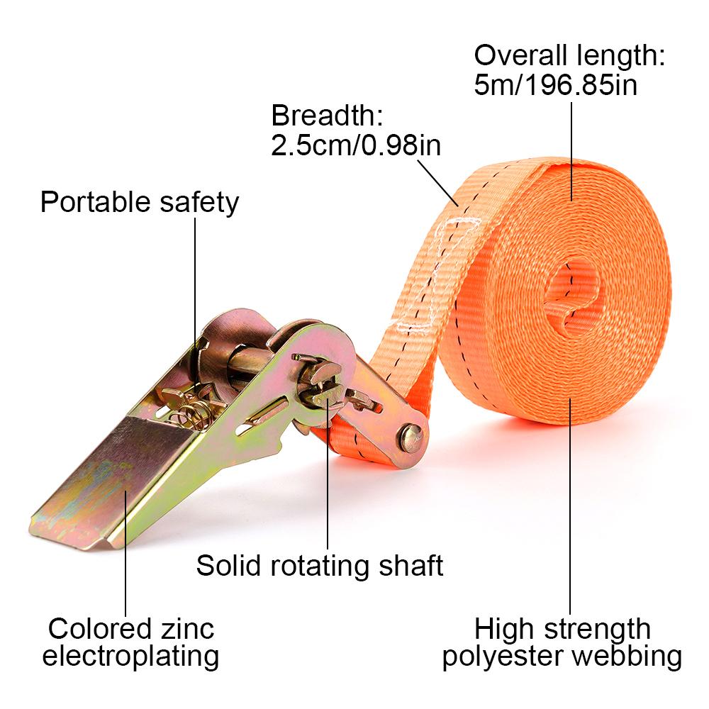Orange 5M Tragbarer Schwerlast-Zurrgurt Gepäckspanngurt Starker Ratschengurt mit Metallschnalle