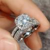 Luxury Micro-inlaid Zirconia Ring Set - European and American Women's Fashion Wedding Rings
