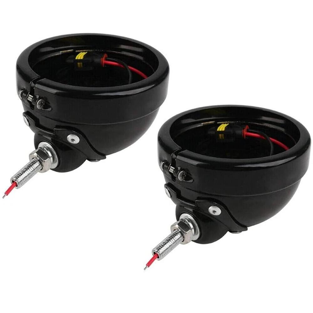 Black/Chrome Housing Ring Mount Bracket fit for Motorcycle 4 1/2" 4.5 inch LED Auxiliary Spot Fog Passing Light Lamp 2Pcs