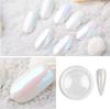 BISHENGYF Pearl Aurora Powder - High Gloss White Pearlescent Nail Polish Chrome Glaze Donut Aurora Ice Transparent Mirror Nail Powder for Art Design