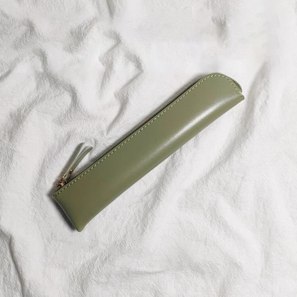 

Пеналы на молнии Мягкая сумка для хранения ручек Винтажный тонкий пенал для школьных принадлежностей для детей зелёный