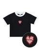 RADINEO Fluffy Heart Pink Black Crop Top
