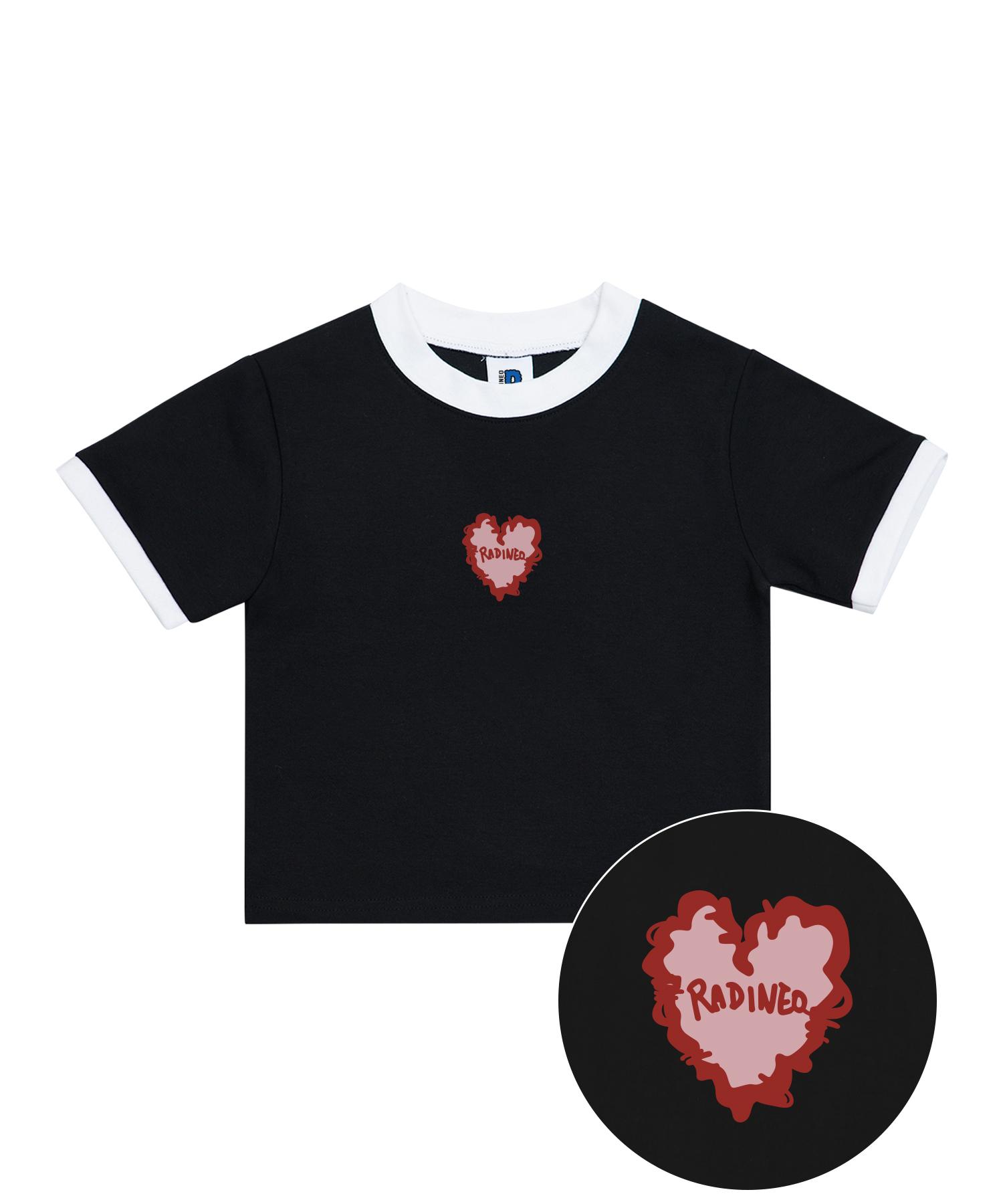 Radineo Fluffy Heart Pink Black Crop Top Free