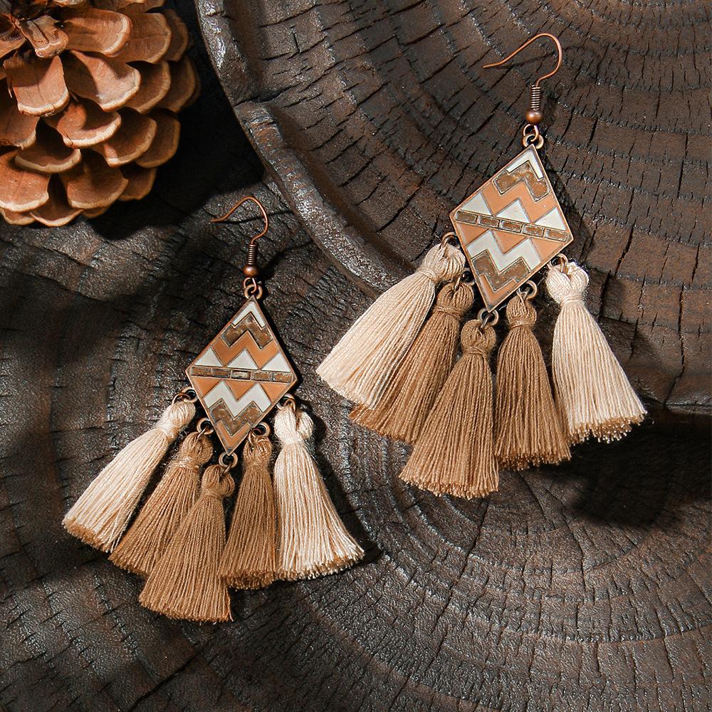 Fashion Ethnic Style High-end Fringed Earrings Personalized Retro Creative Tribal Style Earrings Yiwu Jewelry