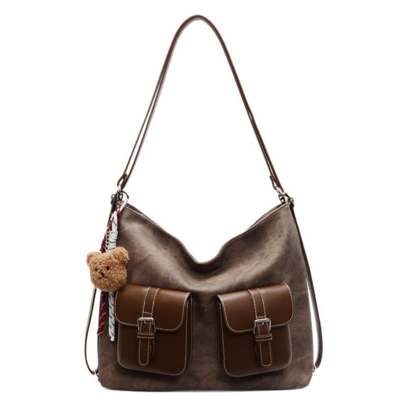 Stylish large-capacity tote bag, simple commuter locomotive bag, women's 2025 new college student class bag