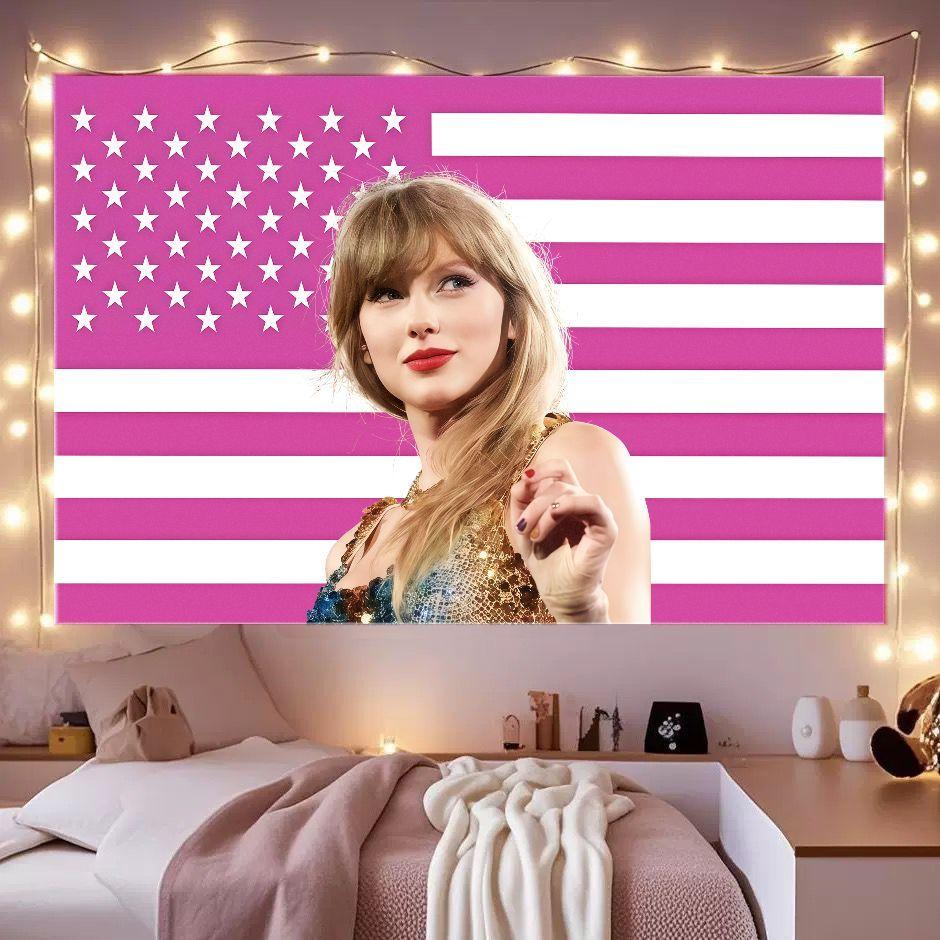Vintage American Flag Pop Star Tapestry Polyester Wall Hanging Celebrity Portrait Girly Bedroom Dorm Decor