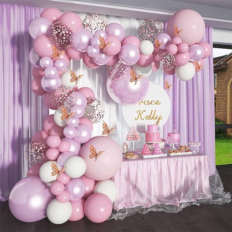 Pink White Macaron Balloon Garland Arch Kit Wedding Birthday Party Decoration Confetti Latex Balloons For Girls Baby