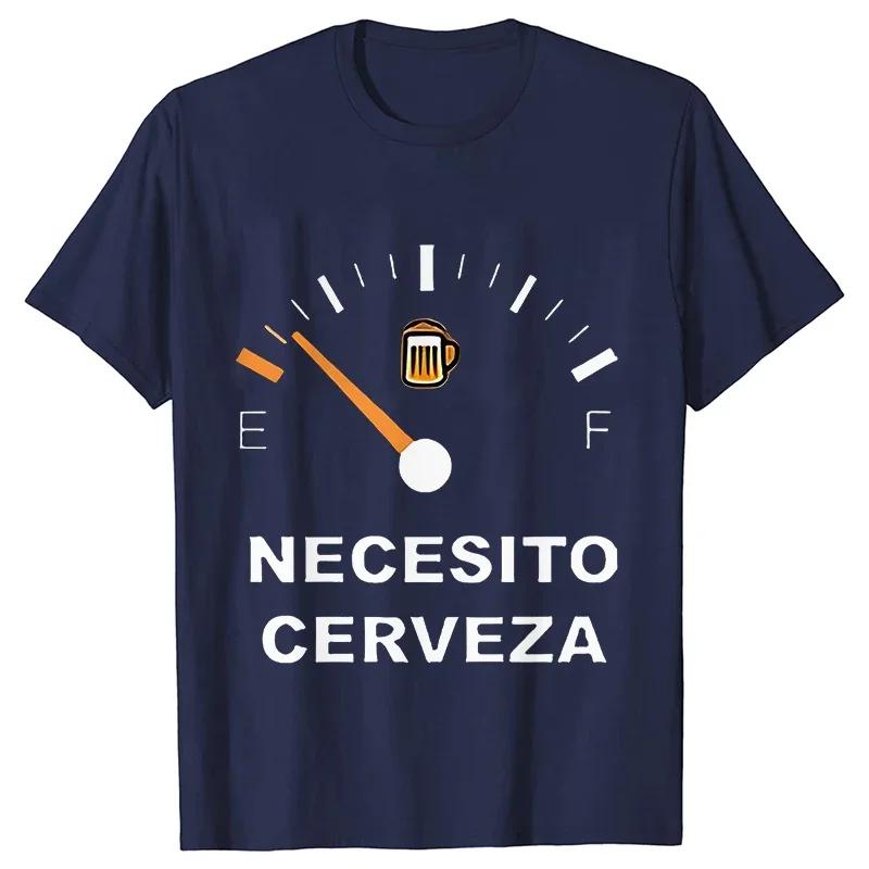 Men's Casual T-shirt NECESITO CERVEZA Funny Men Tshirts Short Sleeve Tee Top Clothes for Summer Drinking Beer T Shirt Tops Gifts