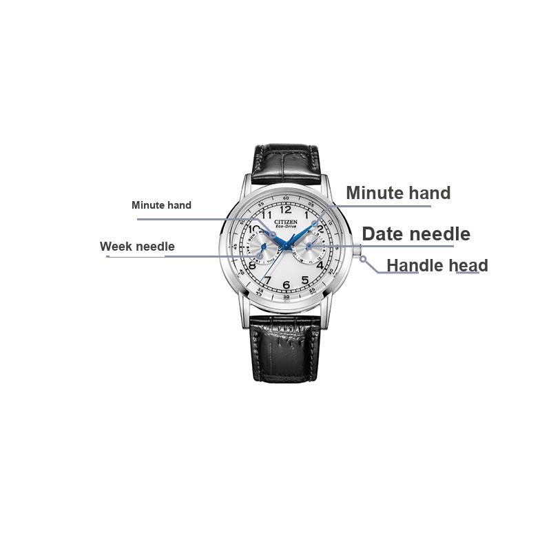 Citizen 30 Meters Water Resistant Eco-Drive Quartz Watch Leather Strap Men Watches White AO9000-06B