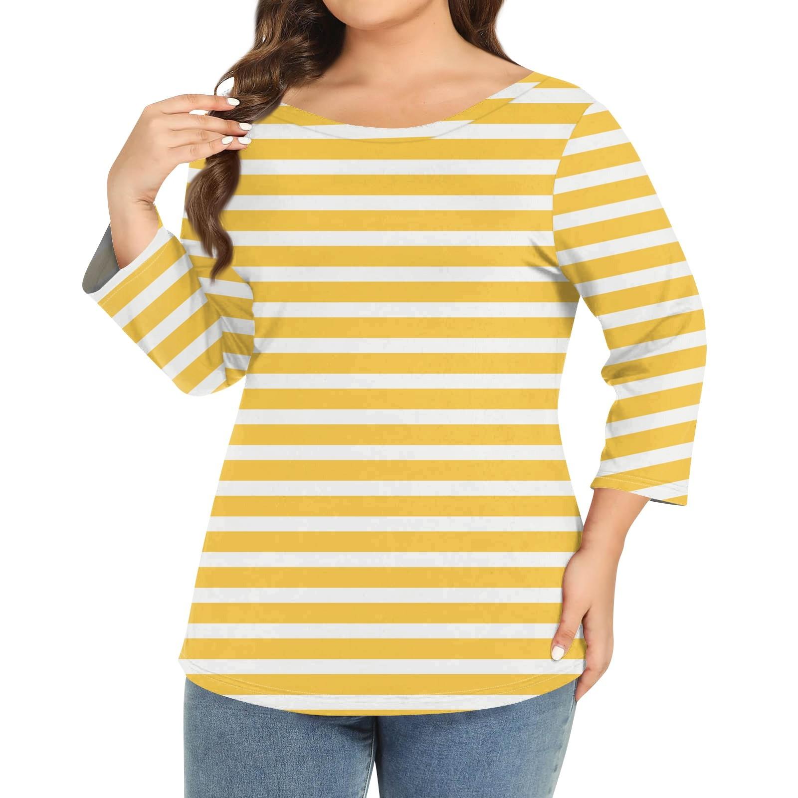 

Жіноча модель великого розміру з круглим вирізом та рукавом 3/4 однотонна кофта XL жовтий