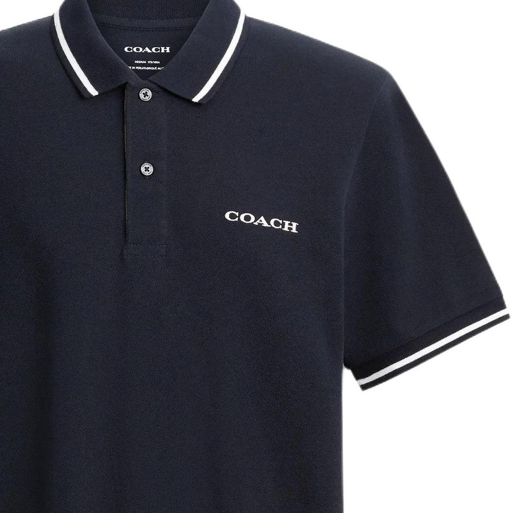 Coach Ss25 Solid Cotton Classic Logo Polo Shirt Men tops Navy-Blue CO817-RF2