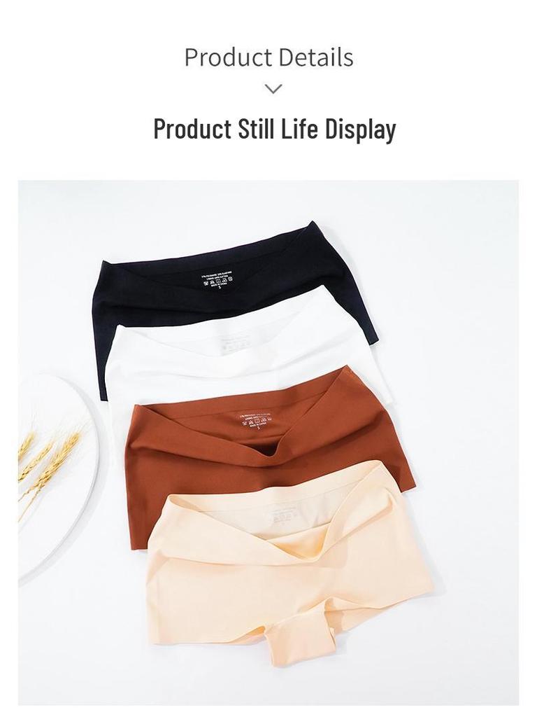 Seamless Women's Mid-Rise Ice Silk Boxer Briefs – Comfortable, Breathable, No-Curl, Wear Outside