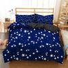 Star Single Double Twin Queen Bedding Set 2/3pcs Night Sky Polyester Bed Cover Kid Duvet Cover Set Dark Blue Galaxy Bedclothes