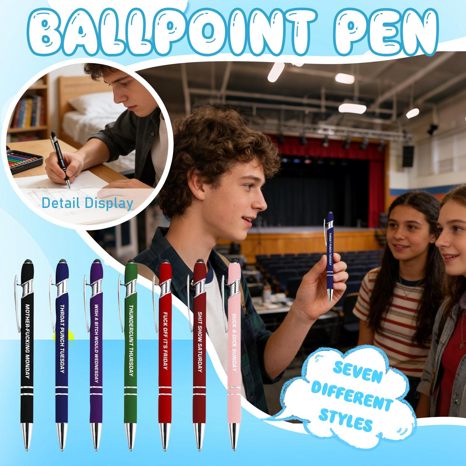 7 Day Pen Set, Funny Stress,Relief Daily Quotes Metal Ballpoint Pen Set, Funny 7 PCS Pens,15ML, One Size