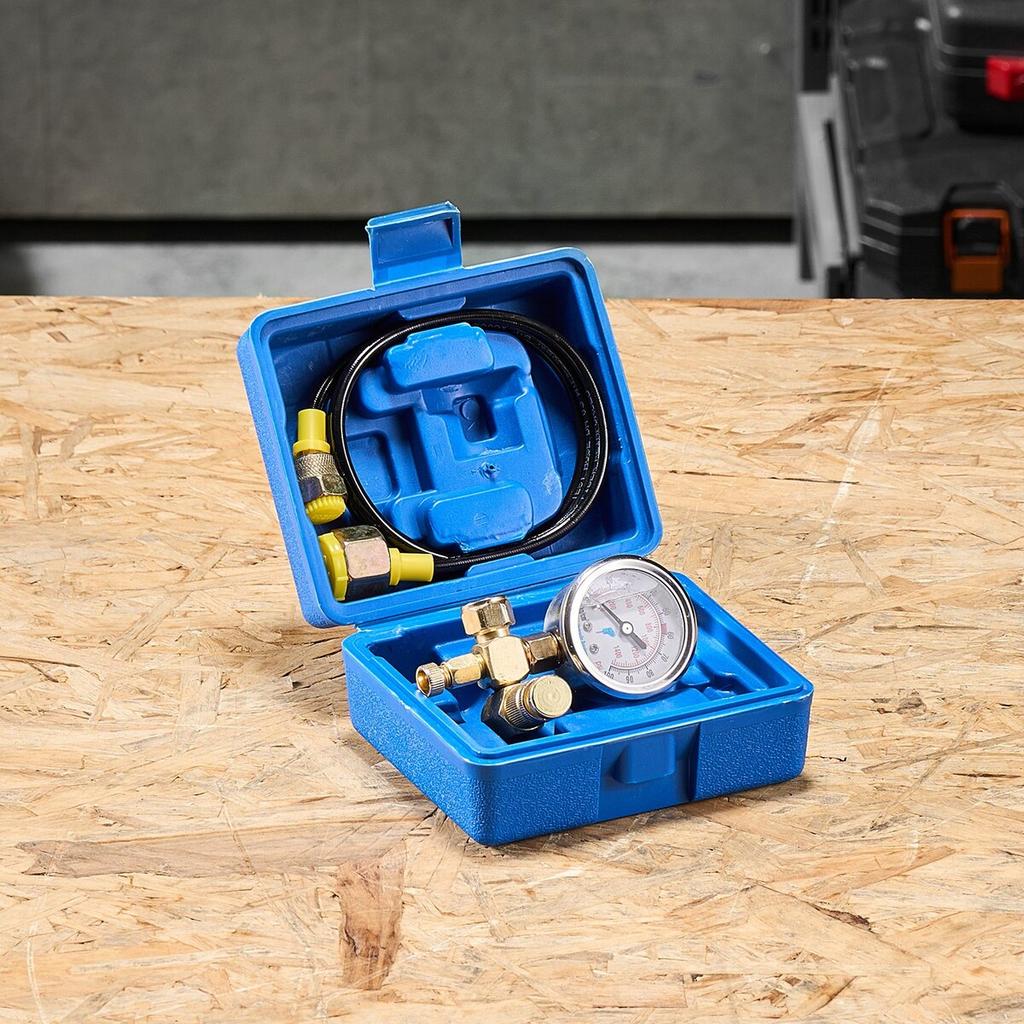 Hydraulic Nitrogen Accumulator Charging Kit, 0-100 Bar Nitrogen Fill Kit, Pressure Test System with 1 Pressure Gauge, 1 Gas Hose, 1 Valve Body and 1