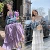 French Pure Desire Wind V-neck Suspender White Dress Beach Dress Super Fairy Seaside Vacation Temperament Sweet Cake Dress