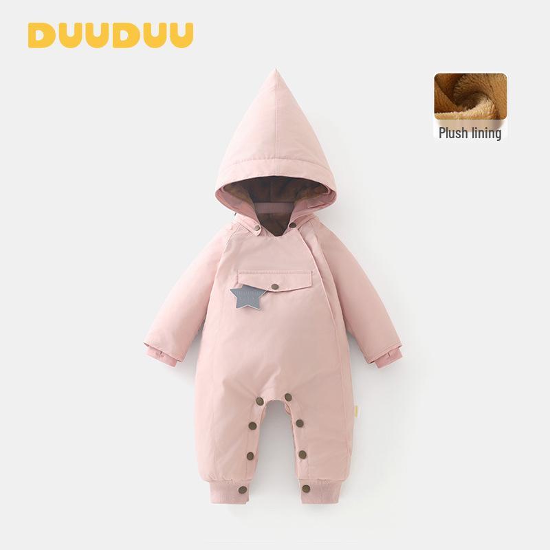 DUUDUU Newborn Cotton Padded Jumpsuit with Velvet, Baby Crawling Outfit for Autumn and Winter 90CM (10-18 months, up to 25 pounds)