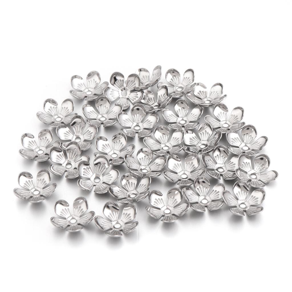 30pcs Vintage Stainless Steel Bead Caps Flower Bead End Caps For Jewelry Making DIY Necklace Bracelet Earrings Spacer Bead Caps