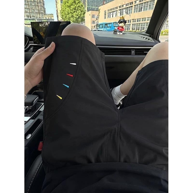 American miter embroidered quick-drying shorts men's summer sports and leisure straight-leg pants trendy ruffian handsome loose wide-leg pants