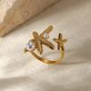 New 2025 Stainless Steel Rings For Women Imitation Pearl Starfish Open Anillos Ocean Jewelry Accessories Daily Girlfriend Gifts