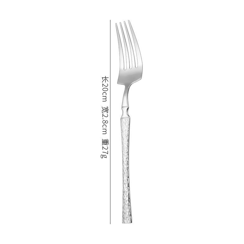 Patterned stainless steel small waist knife, fork and spoon set Patterned handle Stainless steel western tableware Patterned round spoon