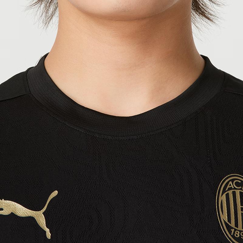 Puma AC Mailand Fußball Trainings Kurzarm Bequemes Atmungsaktives Freizeit T-Shirt Herren Tops Schwarz 777496-04