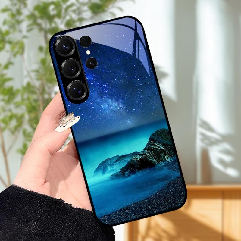 For Samsung S23 S24 Ultra Fashion Case S24 Plus / S23+ S24+ Hard PC Tempered Glass Phone Cover For Galaxy S23 FE Glass Protector